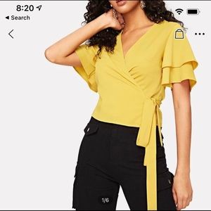 Layered Sleeve Wrap Top